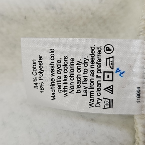 Mile(s) Madewell Lace Front, Short Sleeve Hoodie, Heather Cream Gray, Sz M, NEW - Picture 8 of 8